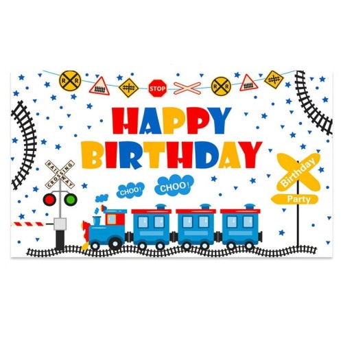 210x150cm Treno Cartone Animato Bambini Compleanno Sfondo Panno Decorazione Faber