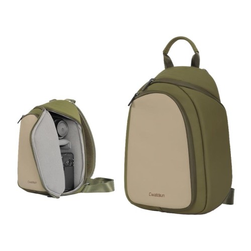 Cwatcun D148 Borsa per macchina fotografica casual media, a tracolla, per fotografia quotidiana, colore: verde militare