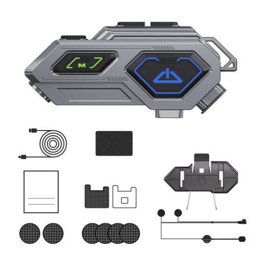 C8Pro IPX7 impermeabile interfono per due persone casco auricolare Bluetooth con torcia elettrica, specifiche: microfono rigido