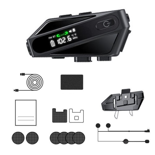 C6 IPX6 impermeabile LED illuminazione interfono wireless casco auricolare Bluetooth, specifiche: microfono rigido