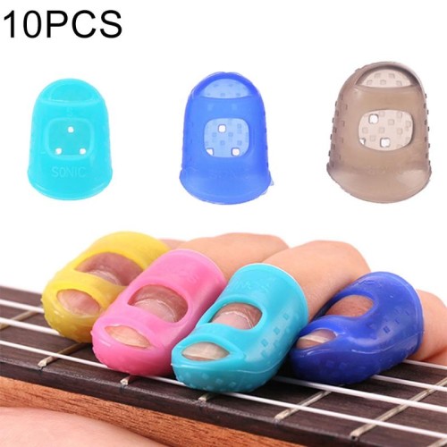 10 PCS Chitarra Ukulele Strumento a corde Protezione per le dita Cappuccio antidolorifico per le dita in colori casuali (Taglia: L)