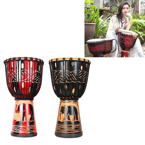 Tamburo africano dipinto Strumenti a percussione per scuola materna per bambini Tamburello di pelle di pecora, consegna casuale, dimensioni: 8 pollici