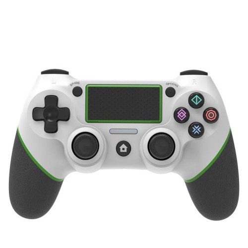 Gamepad gommato Bluetooth wireless per PS4 (verde bianco)