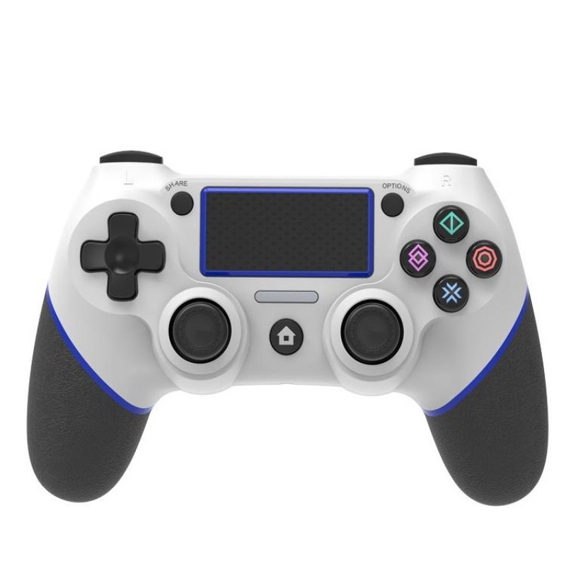 Gamepad gommato Bluetooth wireless per PS4 (bianco rosso)