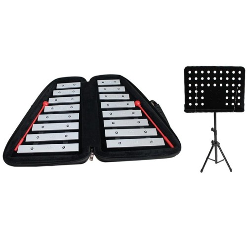 JZ-35 16-Tone Double Row Carillon Orff Strumento percussioni, Colore: argento con scaffale