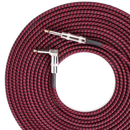 Cavo di collegamento per chitarra Cavo per chitarra acustica a gomito con riduzione del rumore, dimensioni: 10 m (rosso nero)