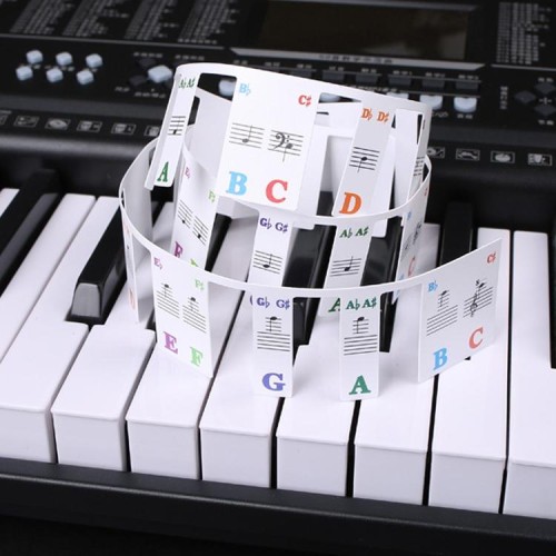 Adesivi colorati per tastiera per pianoforte per principianti per bambini Accessori per strumenti musicali, stile: tasti di pianoforte imitazione 61 tasti