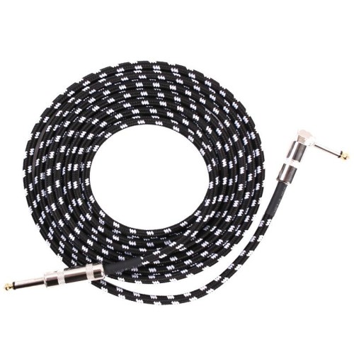 Cavo di collegamento per chitarra Cavo per chitarra acustica a gomito con riduzione del rumore, dimensioni: 0,5 m (bianco nero)