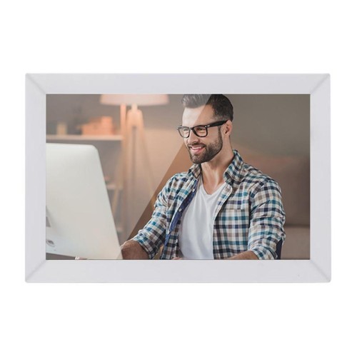 Cornice per foto con display LCD da 13,3 pollici, 1G+32GB, CPU quad-core 3126C, Android 6.0, spina: spina USA (bianco)