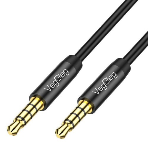 Cavo audio AUX VegGieg da 3,5 mm maschio a maschio per telefono, computer, auto, auricolari, cavo di collegamento audio, lunghezza: 1 m (nero)