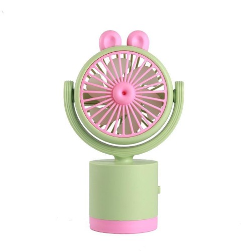Ventilatore da tavolo a forma di coniglio con ricarica USB, con direzione del vento regolabile su e giù (verde)