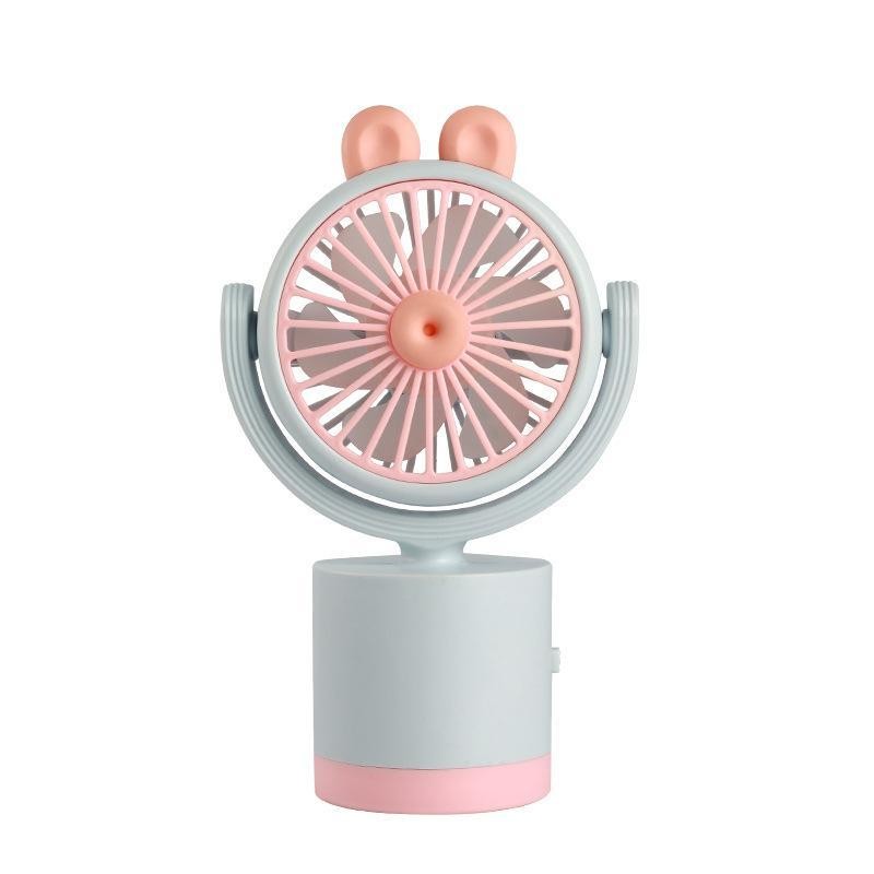 Ventilatore da tavolo a forma di coniglio con ricarica USB, con direzione del vento regolabile su e giù (rosa)