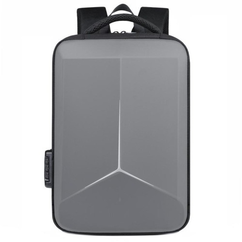 Zaino per laptop rigido da 15,6-16,6 pollici con porte di ricarica USB+Type-C, borsa da viaggio unisex antifurto con airbag, grigio