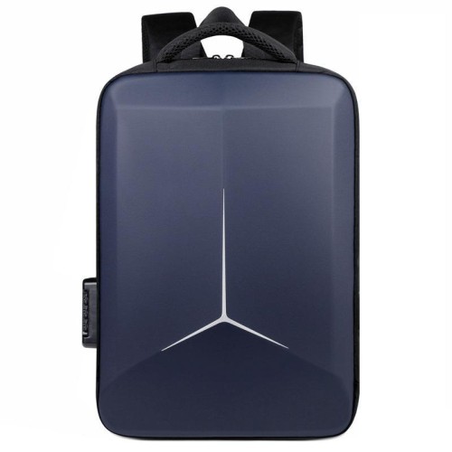 Zaino per laptop rigido da 15,6-16,6 pollici con porte di ricarica USB+Type-C, borsa da viaggio unisex antifurto con airbag, blu