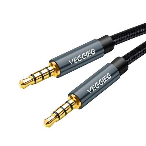 Cavo audio VegGieg AUX per auto, cavo di collegamento maschio-maschio da 3,5 mm per telefono, computer, amplificatore stereo, auricolari, lunghezza: 1 m (intrecciato)