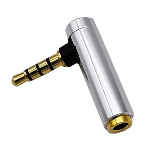 Connettore adattatore audio maschio-femmina TRRS da 3,5 mm ad angolo retto JUNSUNMAY (dorato)