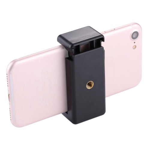 PULUZ Selfie Sticks Morsetto per telefono con montaggio su treppiede con foro per vite da 1/4 di pollice per iPhone, Samsung, HTC, Sony, LG e altri smartphone