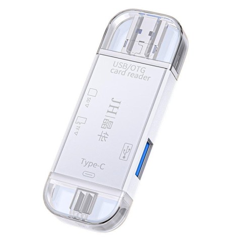 JINGHUA Lettore di schede multifunzione USB 2.0 Lettore di schede per computer per telefono cellulare con doppio slot per scheda SD/TF (Bianco)