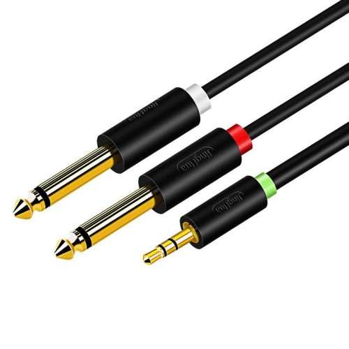 Cavo audio JINGHUA da 3,5 mm a doppio 6,5 mm Cavo audio amplificatore mixer 1 in 2 a doppio canale, lunghezza: 1,5 m