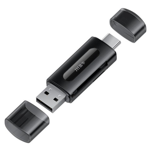 JINGHUA Type-C / USB 2.0 TF+SD Lettore di schede 2 in 1 Lettore multifunzione (nero)