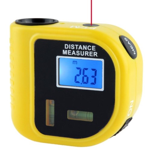 Misuratore di distanza ad ultrasuoni CP-3010 con puntatore laser, intervallo: 0,5-18m (giallo)