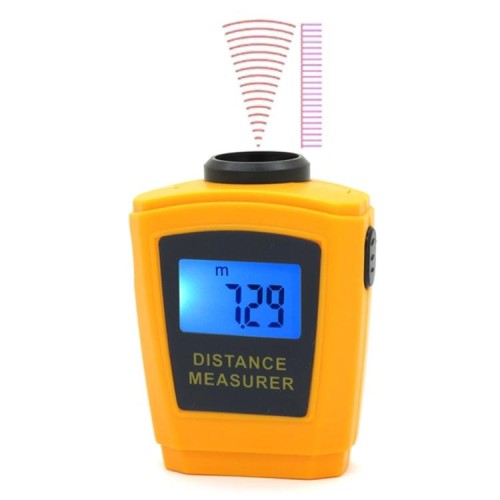 Mini misuratore di distanza ad ultrasuoni con puntatore laser (arancione)