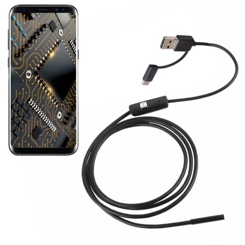 AN100 3 in 1 IP67 impermeabile USB-C / Type-C + Micro USB + USB HD Endoscopio Telecamera di ispezione a tubo di serpente per parti del telefono cellulare Android con funzione OTG, con 6 LED, diametro lente: 7 mm (lunghezza: 1 m)