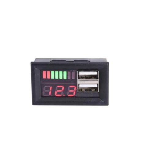 DL-USB-02 Car 12V Voltaggio della batteria Indicatore di potenza Testina di misurazione Doppia uscita USB integrata Conversione di tensione 5V2A