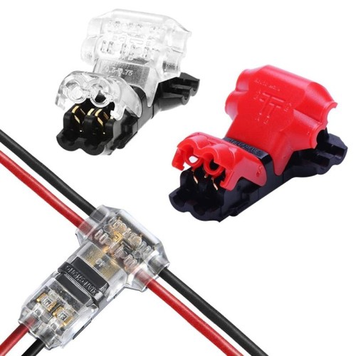 5PCS Connettore rapido senza buccia Morsettiera di spelatura a due fili di tipo T a due fili, consegna a colori casuali