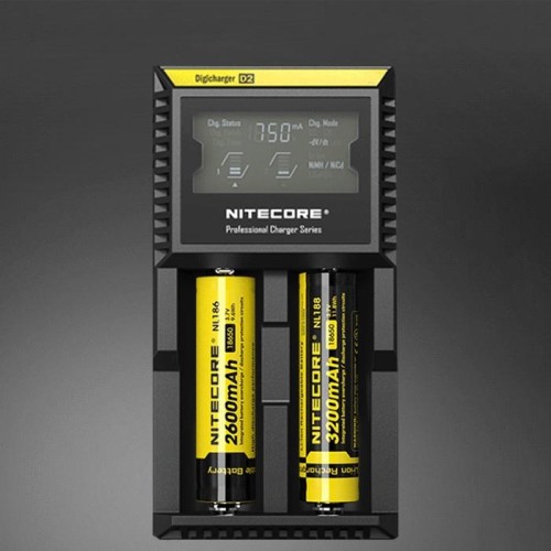 Caricabatterie intelligente Digi Smart Nitecore D2 con indicatore LED per batterie 14500, 16340 (RCR123), 18650, 22650, 26650, Ni-MH e Ni-Cd (AA, AAA)