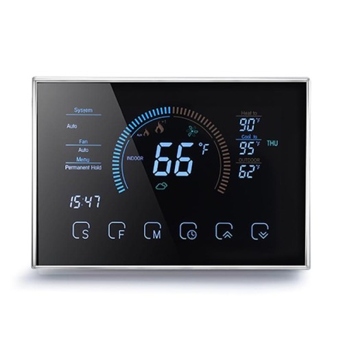BHP-8000-B 3H2C Pompa di calore per casa intelligente Termostato per alloggiamento specchio rotondo con piastra di adattamento e senza WiFi, CA 24 V (nero)
