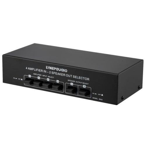 B042 4-in 2-out Amplificatore di potenza Interruttore di commutazione del suono Distributore di interruttori per altoparlanti, 300 W per canale Qualità del suono senza perdita