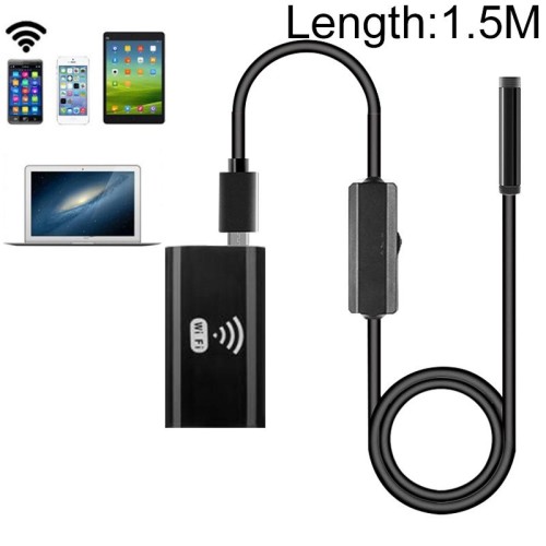 Endoscopio per telefono cellulare F99 HD, endoscopio per tubi impermeabile da 8 mm, versione Wi-Fi, cavo, lunghezza: 1,5 m (nero)