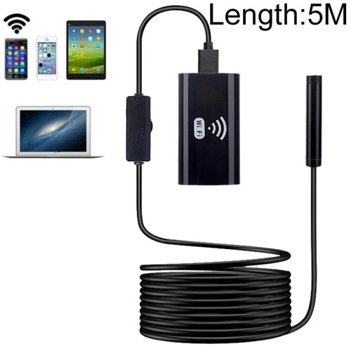 Endoscopio per telefono cellulare F99 HD, endoscopio per tubi impermeabile da 8 mm, versione Wi-Fi, cavo, lunghezza: 5 m (nero)