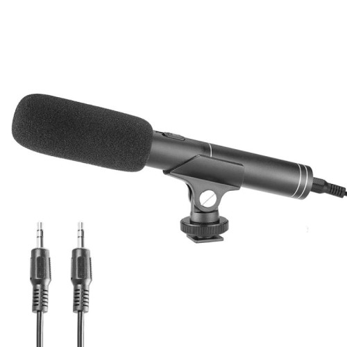 YELANGU YLG1401A Microfono professionale per fucile a condensatore a doppio palo posteriore per videocamera DSLR e DV (nero)