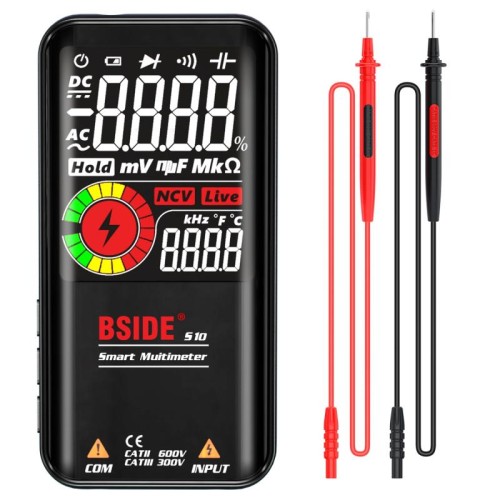 Multimetro digitale BISKER 9999 Conta Display a colori LCD DC DC Tensione di tensione AC Contacitatore di diodi, Specifiche: Versione a secco S10 (nero)