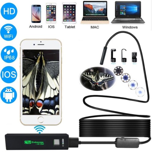 Macchina fotografica di ispezione del tubo del serpente della fotocamera HD 2.0MP HD con 8 LED, impermeabile IP68, diametro dell'obiettivo: 8mm, lunghezza: 2m, linea morbida