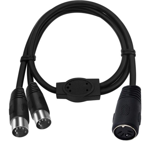 JUNSUNMAY Adattatore cavo MIDI 2 in 1 Din 5 pin maschio a doppio 2 pin femmina, lunghezza cavo: 50 cm