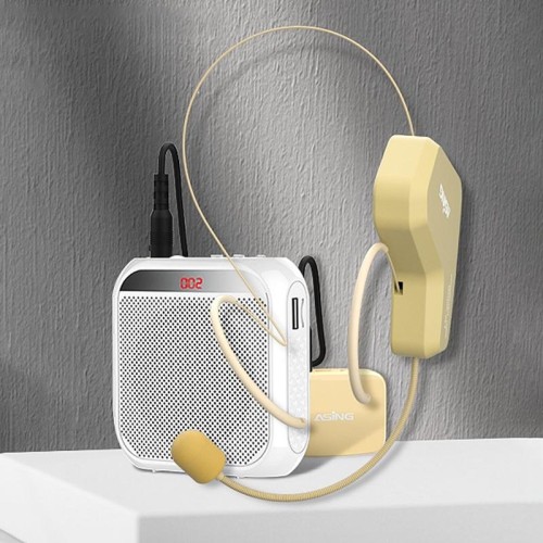 ASiNG WM03 2.4G Wireless Microfono Auricolare Kit Altoparlante Bluetooth per Microfono (Nero)
