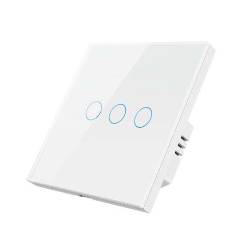 Tuya ZigBee Zero Firewire Touch Wall Remote Control Switch Light Control Voice Switch EU Plug, Stile: 3 Gang (Bianco)