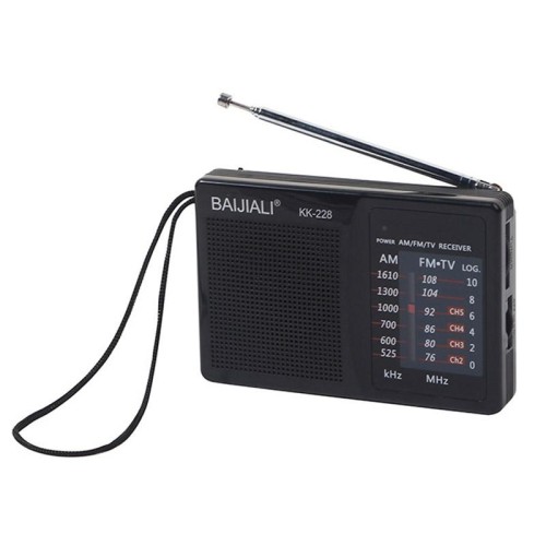 BAIJIALI BJL228 Altoparlante incorporato per radio FM AM a due bande retrò portatile (nero)