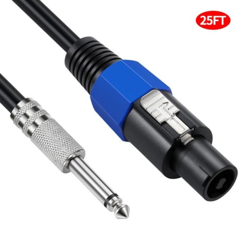 JUNSUNMAY Speakon maschio a 6,35 mm cavo adattatore per altoparlante audio maschio con chiusura a scatto, lunghezza: 25FT