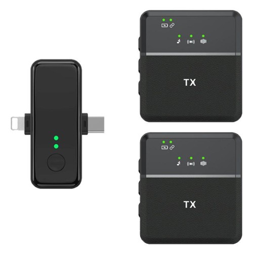 SX31 Microfono wireless con riduzione del rumore lavalier 2.4G 3 in 1 con doppio trasmettitore + ricevitore