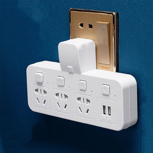 Home Office Scheda plug convertitore wireless USB multifunzionale da 1 a 4 + 2 USB, con luce notturna