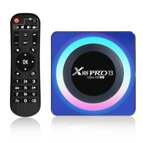 Acrilico X88 Pro 13 8K Ultra HD Android 13.0 Smart TV Box con telecomando, RK3528 Quad-Core, 4G + 32 GB (spina europea)