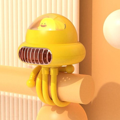 Shaking Head Passeggino Fan Polpo Senza Foglie Muto Mini Ventilatore Portatile Versione Normale (Giallo)