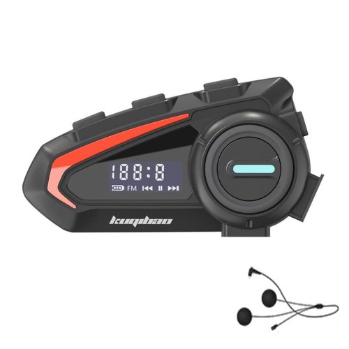 KUQIBAO Auricolare Bluetooth impermeabile per casco moto con schermo (microfono rigido)