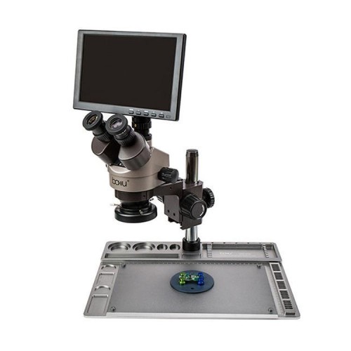 BAKU BA-011 Microscopio elettronico binomiale Valutazione dei gioielli Riparazione del telefono cellulare con piattaforma di riparazione patch PCB (spina europea 220 V)