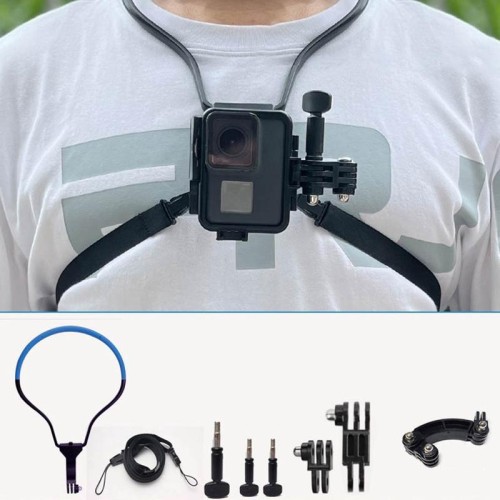 TUYU Supporto da collo per fotocamera Supporto per fascia toracica per telefono cellulare per riprese video//POV, specifiche: ripresa verticale (blu)