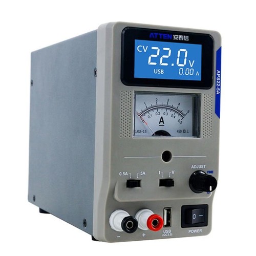 ATTEN APS22-5A Alimentatore CC da laboratorio regolabile digitale variabile 22V 5A USB per riparazione mobile, spina europea